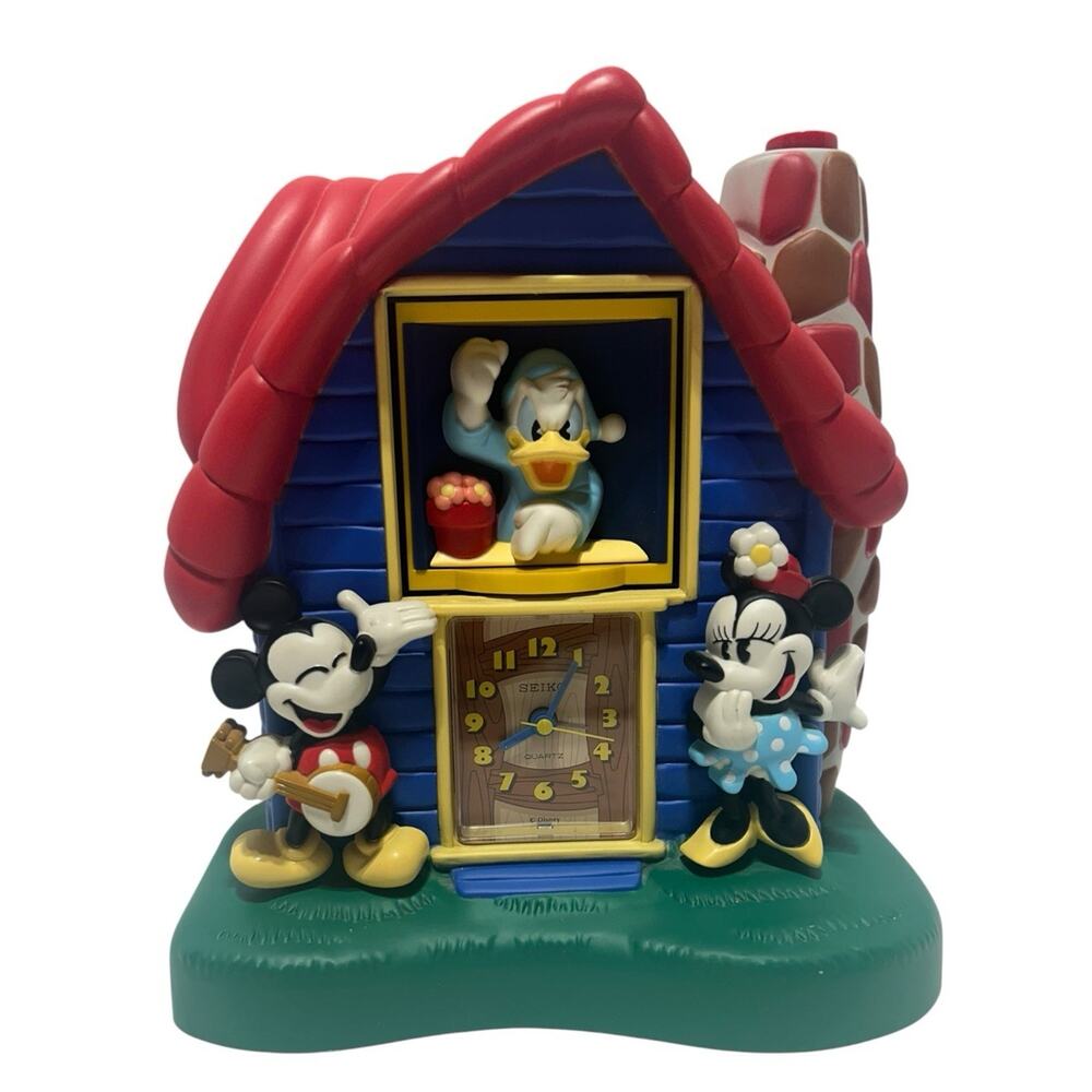 Mickey Minnie & Donald Seiko Disney Talking Tabletop Alarm Clock Vintage Tested